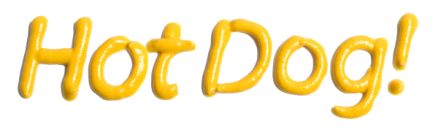 HOTDOG-TEXT-IN-MUSTARDRE Hot Dog written in mustard